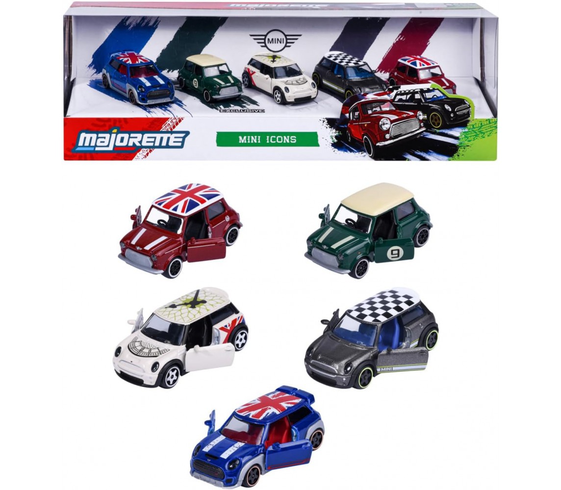 Majorette MINI COOPER ICONS SPECIAL BOX Set 5 Modelli Auto 6cm Scala 1:64 JADA