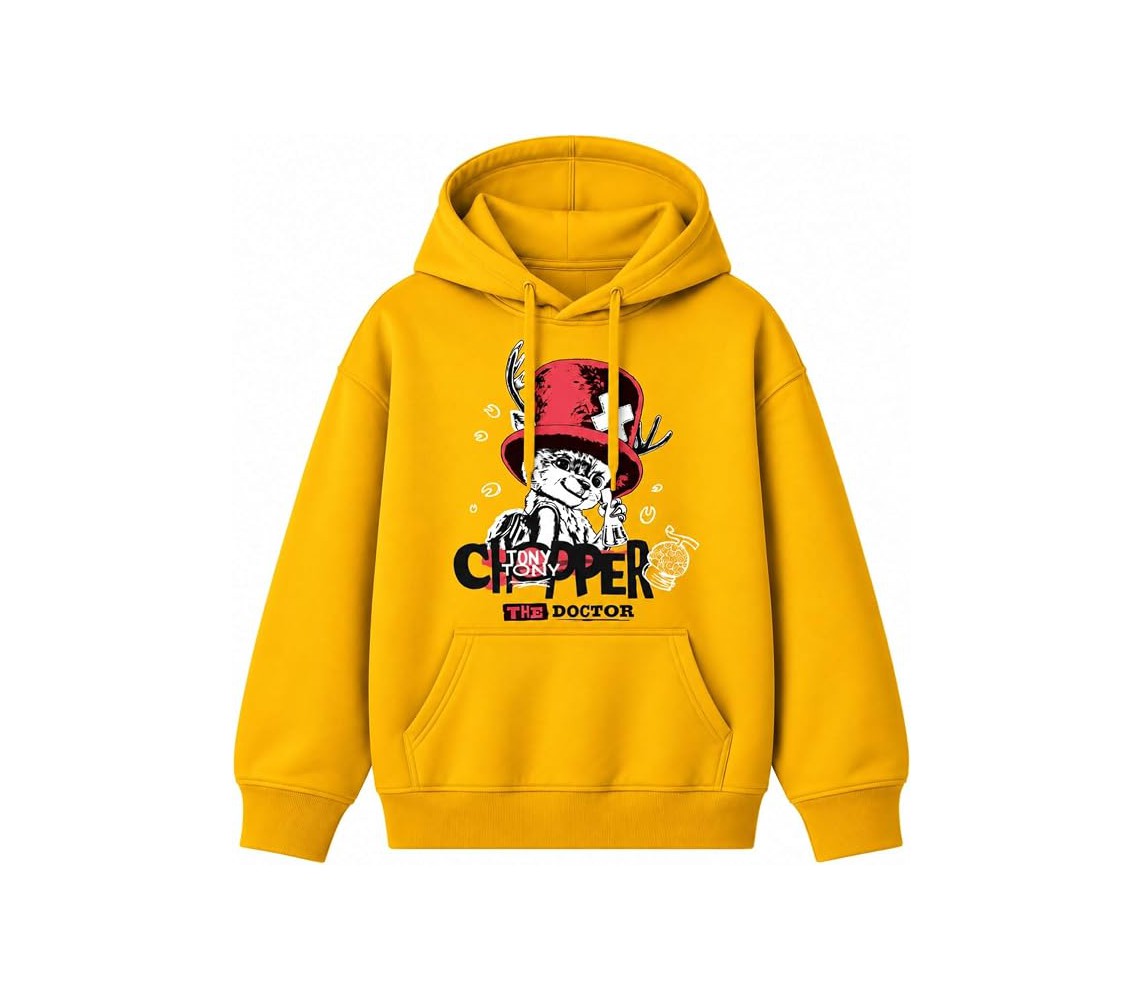 ONE PIECE Felpa con Cappuccio CHOPPER THE DOCTOR Adulto ORIGINALE GIALLA