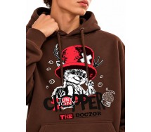 ONE PIECE Felpa con Cappuccio CHOPPER THE DOCTOR Adulto ORIGINALE MARRONE