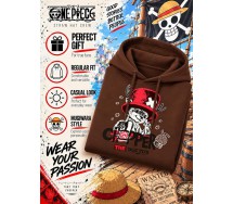 ONE PIECE Felpa con Cappuccio CHOPPER THE DOCTOR Adulto ORIGINALE MARRONE