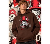 ONE PIECE Felpa con Cappuccio CHOPPER THE DOCTOR Adulto ORIGINALE MARRONE