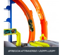 MEGA GARAGE Hot Wheels SUPER PISTA 3 Livelli Gioco 2 Loop Originale JLC05 Mattel