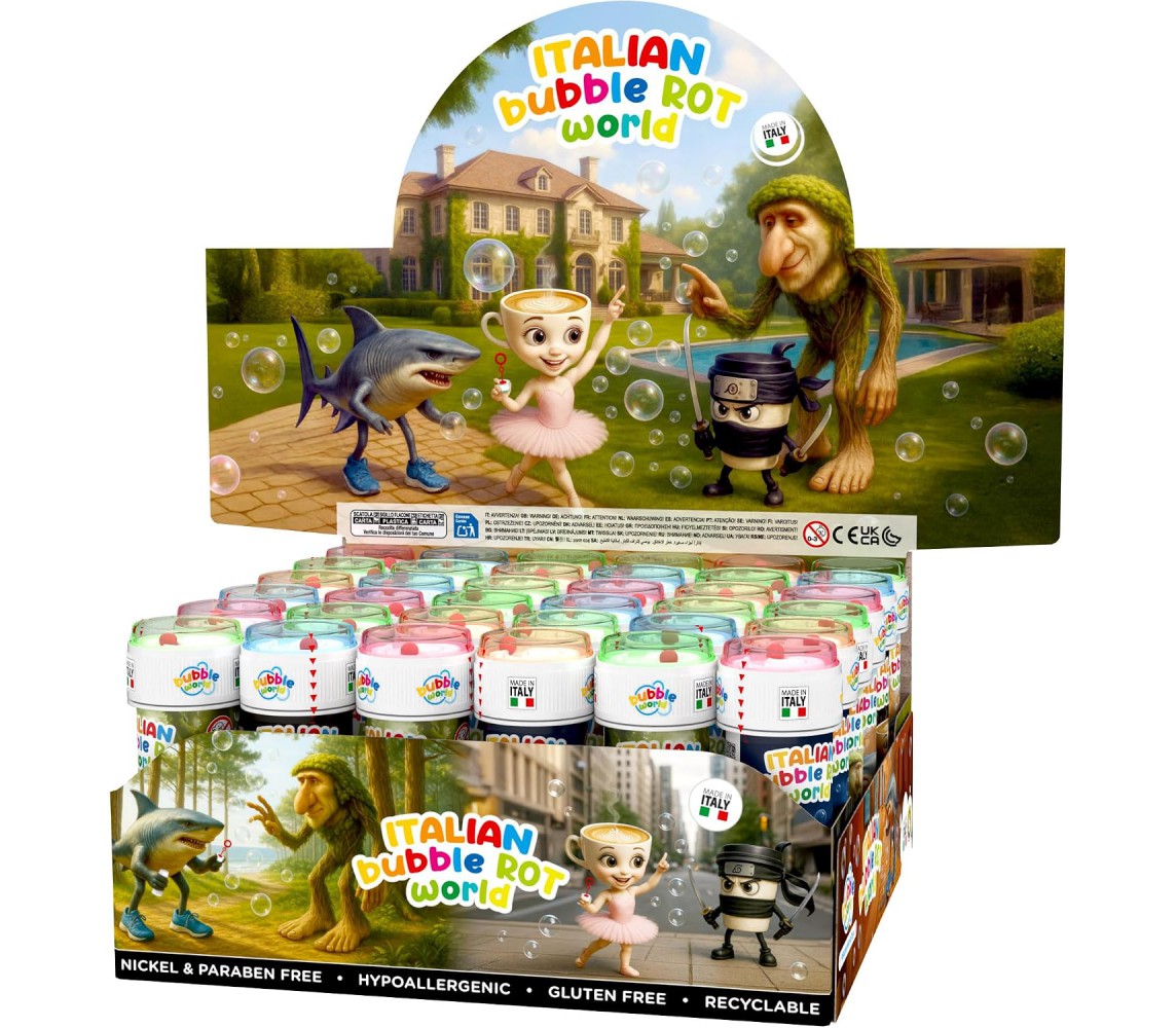 BOLLE SAPONE BUBBLE BRAIN ROT Party Box Display 36 Flaconi 60ml Originali Dulcop