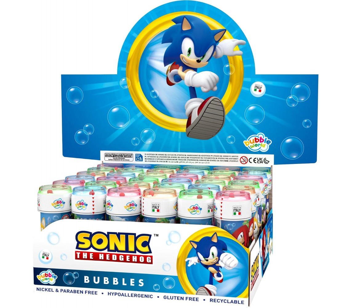 BOLLE SAPONE SONIC Hedgehog Party Box Display 36 Flaconi 60ml Originali Dulcop