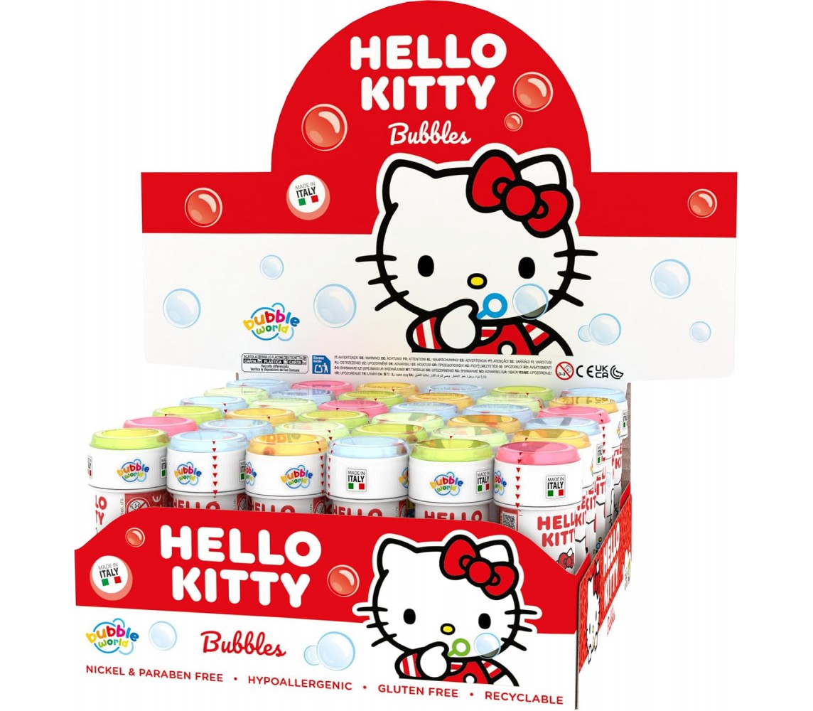 BOLLE SAPONE HELLO KITTY Party Box Display 36 Flaconi 60ml Originale Dulcop