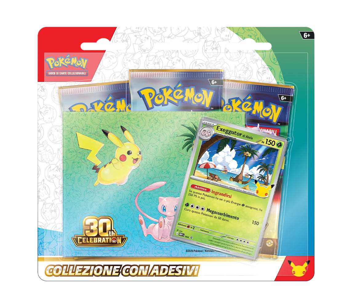 30. ANNIVERSARIO POKEMON gioco carte Blister 3 Buste ITALIANO ADESIVI LUCARIO