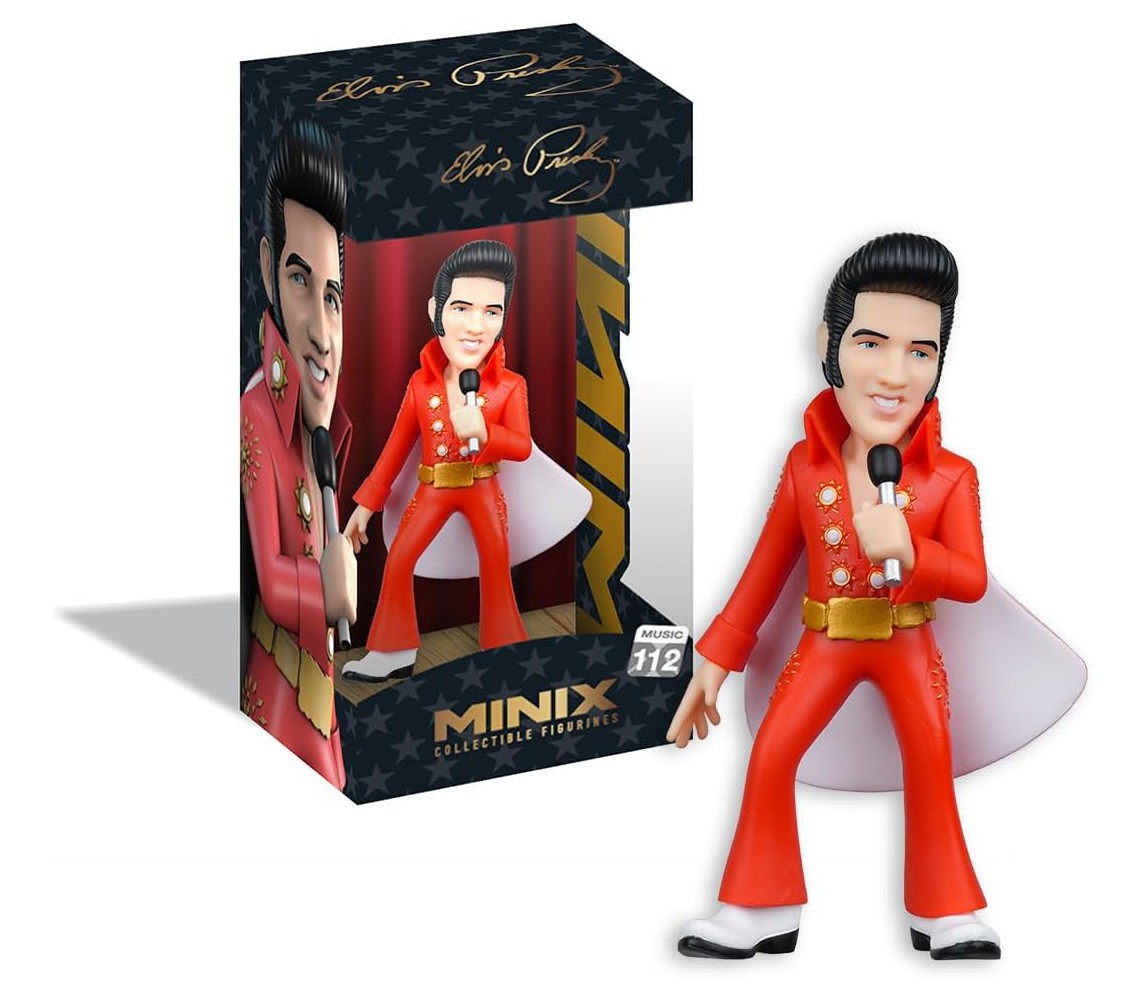 ELVIS PRESLEY Minix FIGURA Statuetta 12cm ABITO ROSSO Collezione Musica 112