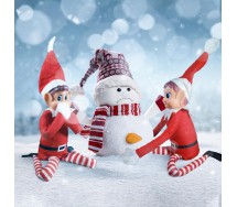 ELFI Ragazzo e Ragazza NATALE 2 Pupazzi Elfie Magico 30cm Peluche PORTAFORTUNA