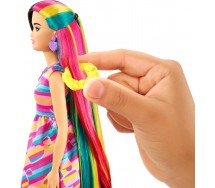 BARBIE SUPER CHIOMA Bambola 30cm CAPELLI ARCOBALENO Mattel HCM90 TOTALLY HAIR