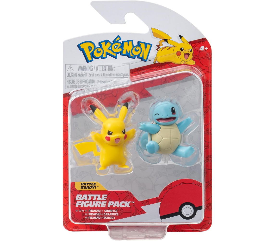 POKEMON Box 2 Mini Figure 5cm PIKACHU e SQUIRTLE BATTLE FIGURE PACK Originali